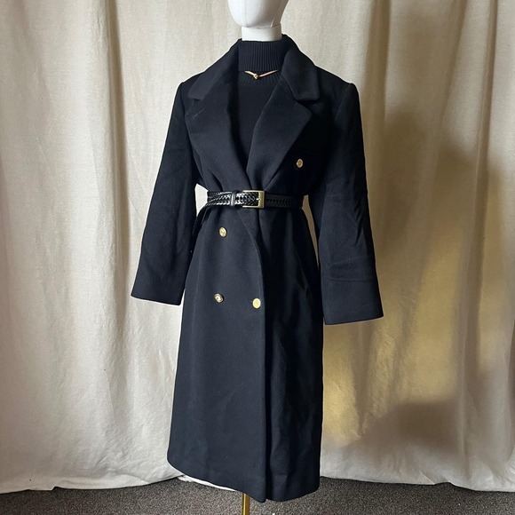 American Vintage Jackets & Blazers - Vintage Forecaster of Boston Black Wool Military Coat USA Size 12